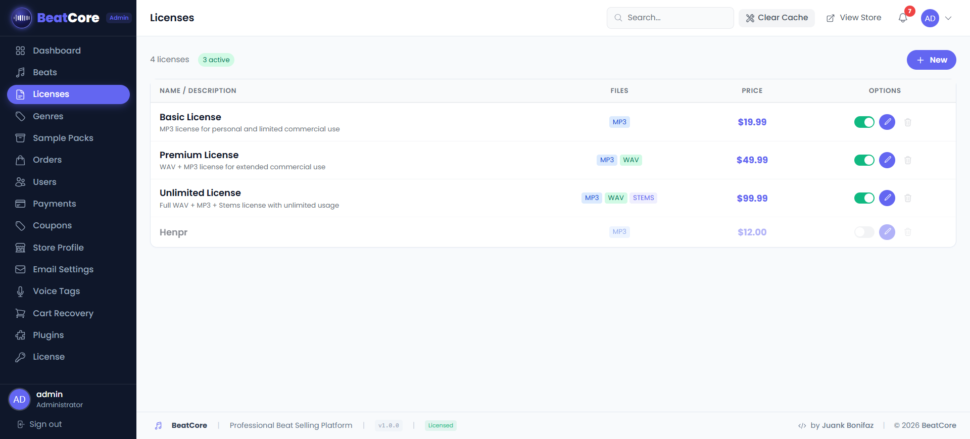 BeatCore License Management